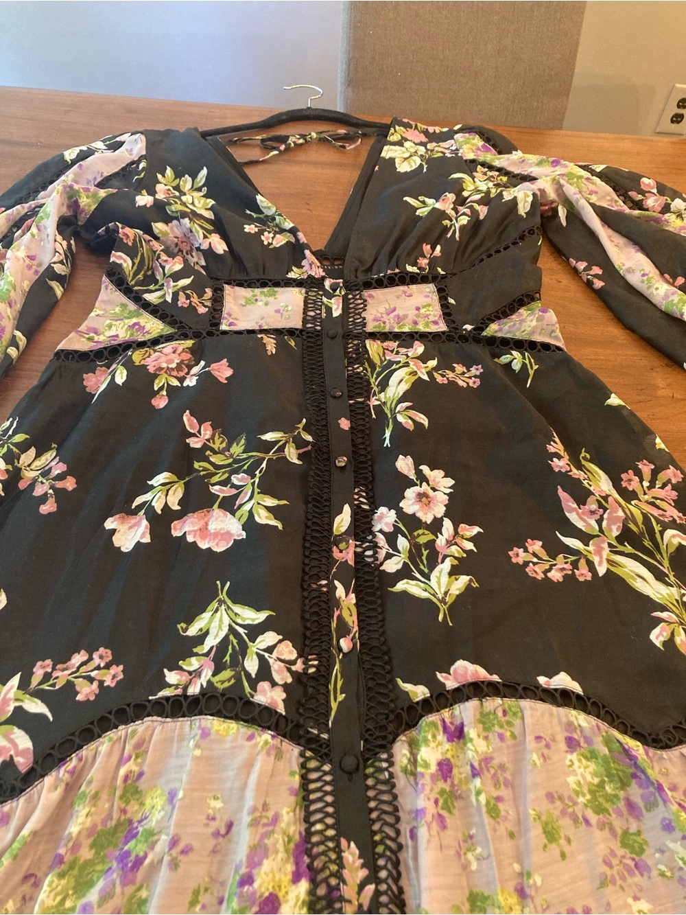 ASOS Black & Lavender Floral Puff-Sleeve Maxi Dress - Picture 9 of 13